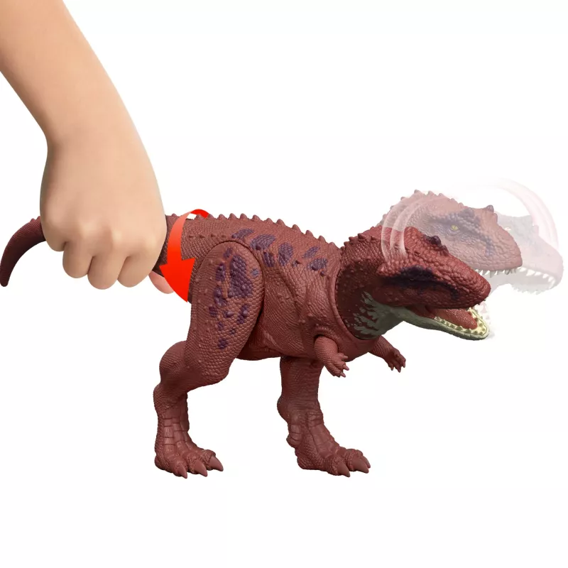Jurassic World Rebirth Wild Roar Aucasaurus dinosaurus-speelgoed, staartgestuurde aanvalsbeet & geluid