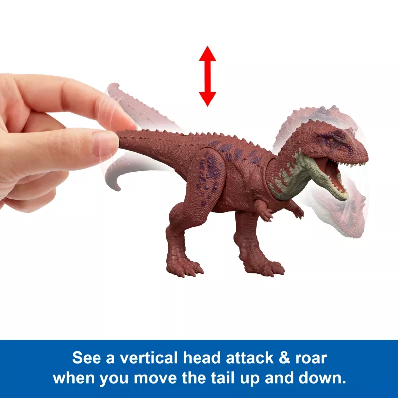 Jurassic World Rebirth Wild Roar Aucasaurus dinosaurus-speelgoed, staartgestuurde aanvalsbeet & geluid