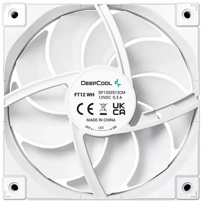 Behuizingsventilator DeepCool FT12 WH 120 x 120 x 25 mm, wit, 120 mm