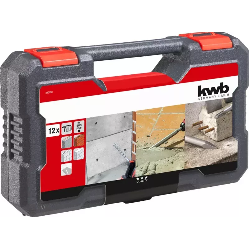 KWB 240290 SDS-plus beitel- en borenset, 12 stuks, 5-16 mm