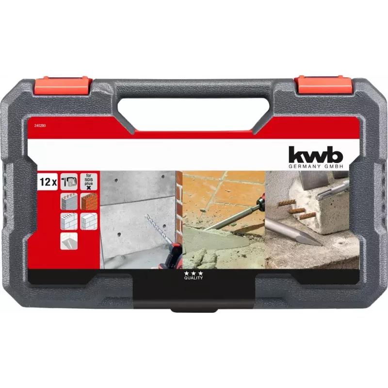 KWB 240290 SDS-plus beitel- en borenset, 12 stuks, 5-16 mm