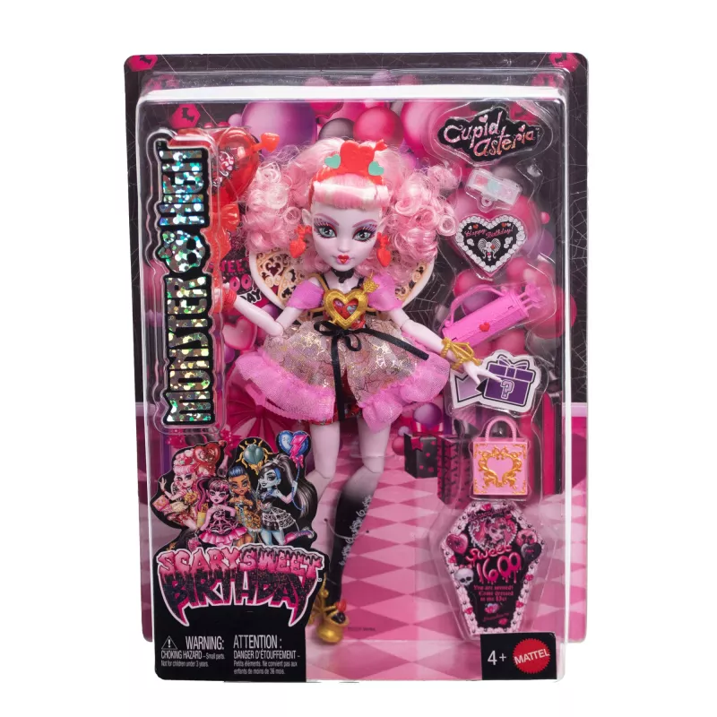 MATTEL Monster High Scary Sweet Birthday Cupid Asteria – verzamelpop, beweegbaar, thema-outfit