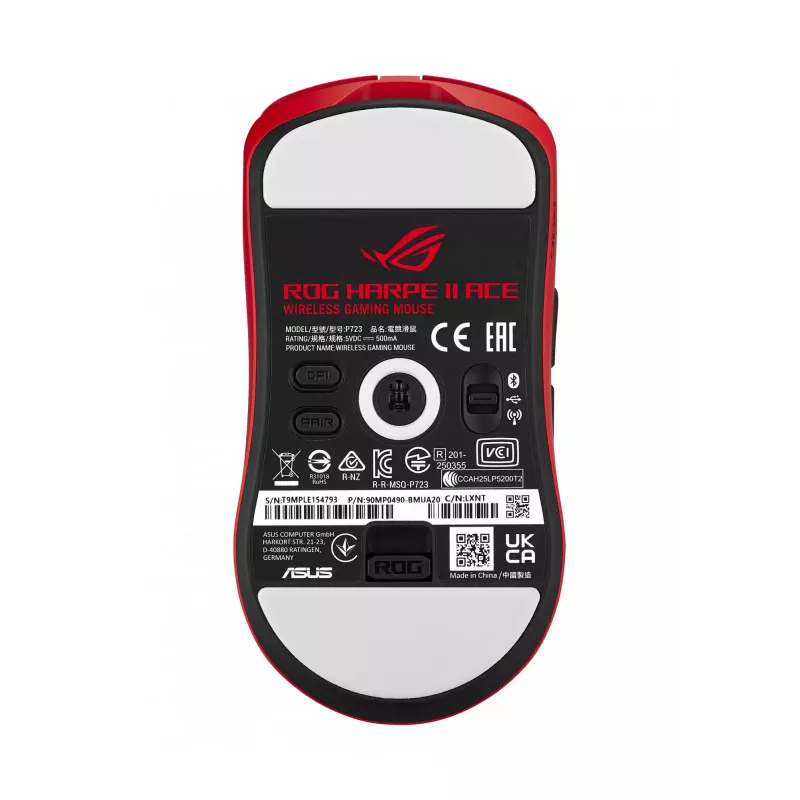 ASUS ROG Harpe II Ace RED muis gaming rechtshandig RF draadloos + Bluetooth + USB Type-A optisch 42000 DPI