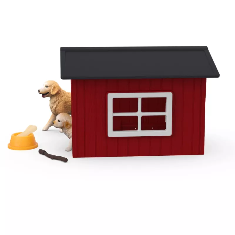 Animal Schleich FARM WORLD hondenhok met Golden Retriever
