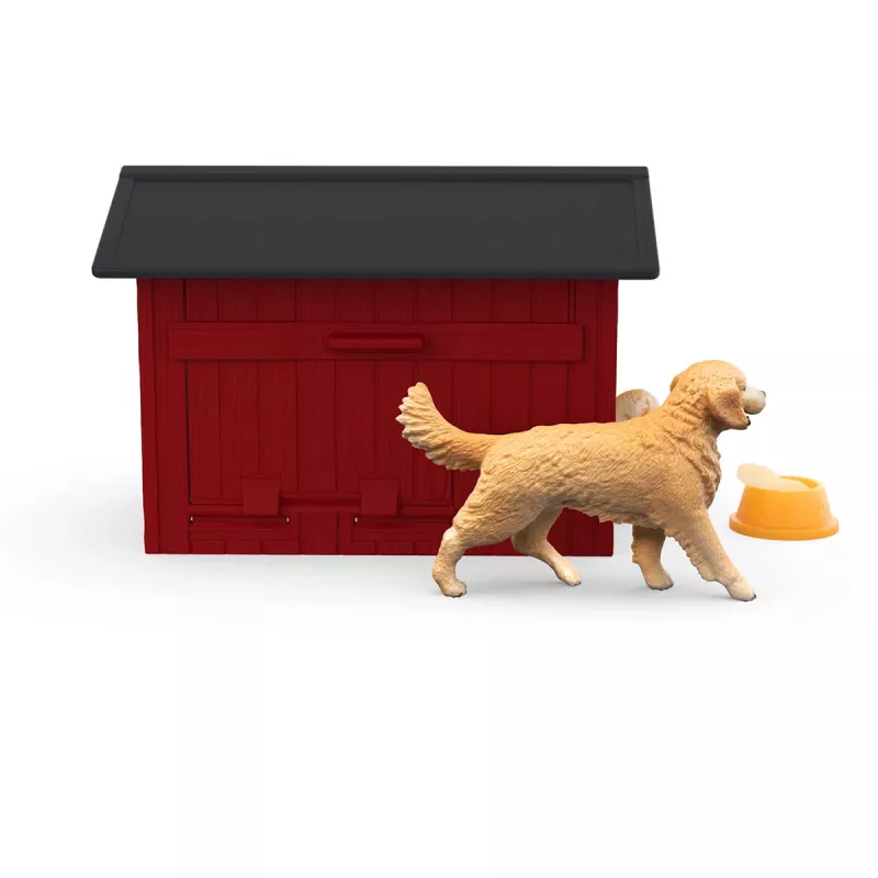 Animal Schleich FARM WORLD hondenhok met Golden Retriever