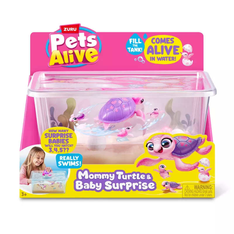 Zuru Pets Alive Mommy Turtle Surprise interactief speelgoed, meerkleurig, LR44-batterij