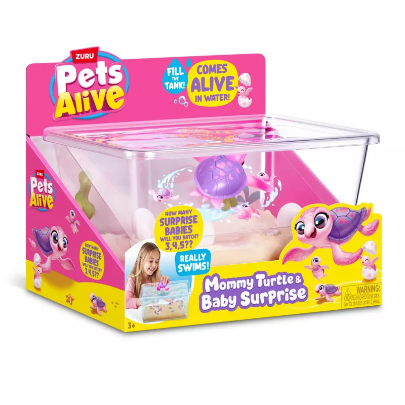 Zuru Pets Alive Mommy Turtle Surprise interactief speelgoed, meerkleurig, LR44-batterij