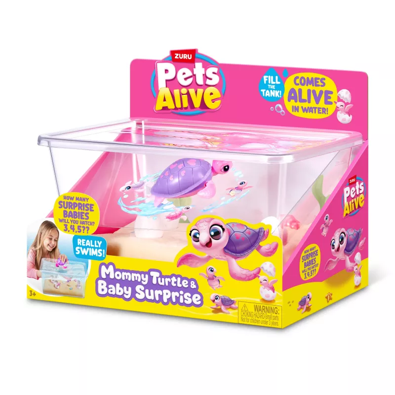 Zuru Pets Alive Mommy Turtle Surprise interactief speelgoed, meerkleurig, LR44-batterij
