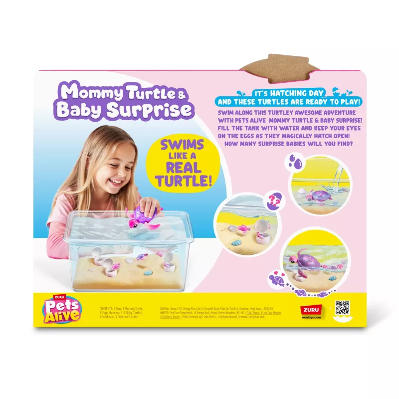 Zuru Pets Alive Mommy Turtle Surprise interactief speelgoed, meerkleurig, LR44-batterij