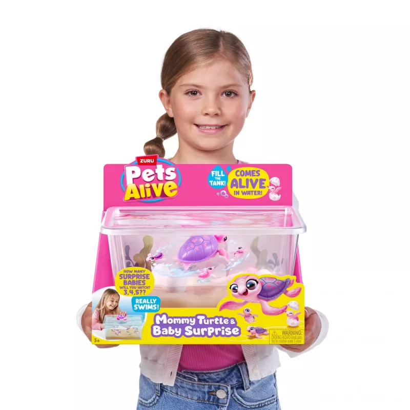Zuru Pets Alive Mommy Turtle Surprise interactief speelgoed, meerkleurig, LR44-batterij