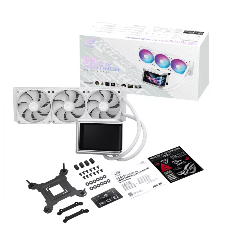 All-in-one-vloeistofkoeler ASUS ROG RYUO IV 360 ARGB WHT – 360mm-radiator, 120mm-ventilator, wit