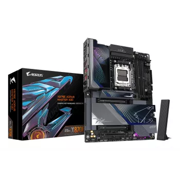 GIGABYTE X870E AORUS MASTER X3D moederbord - ondersteunt AMD Ryzen 9000 CPU's, 18+2+2 fasen digitale VRM, tot 9000Hz DDR5 (OC), 2xPCIe 5.0 + 3xPCIe 4.0, Wi-Fi 7, 10GbE LAN, USB 4