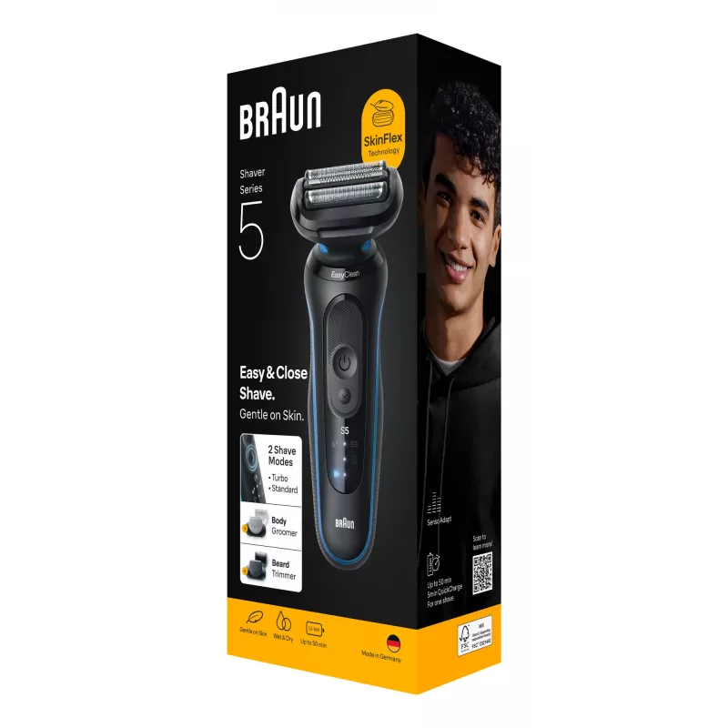 Scheerapparaat BRAUN Series 5 52-B1650S – 3-voudig mes, Li-Ion accu, nat & droog scheren, trimmer, blauw