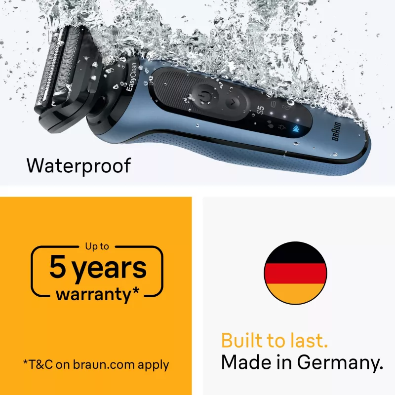 Scheerapparaat BRAUN Series 5 52-B1650S – 3-voudig mes, Li-Ion accu, nat & droog scheren, trimmer, blauw