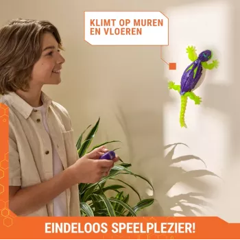 HEX BOTS Glow-in-the-Dark Gecko, oplaadbare radiografisch bestuurbare robot voor kinderen, klimt muren op voor grapspeelgoed & spellen, RC-robot voor jongens & meisjes vanaf 4 jaar