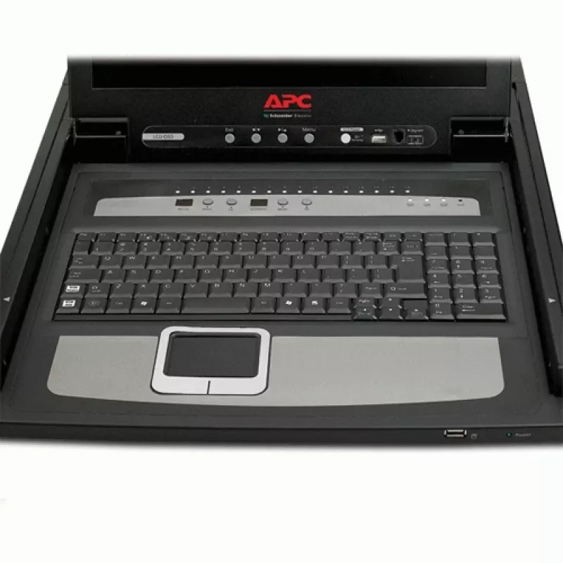 APC 17 inch rack-LCD-console met geïntegreerde analoge 16-poorts KVM-switch