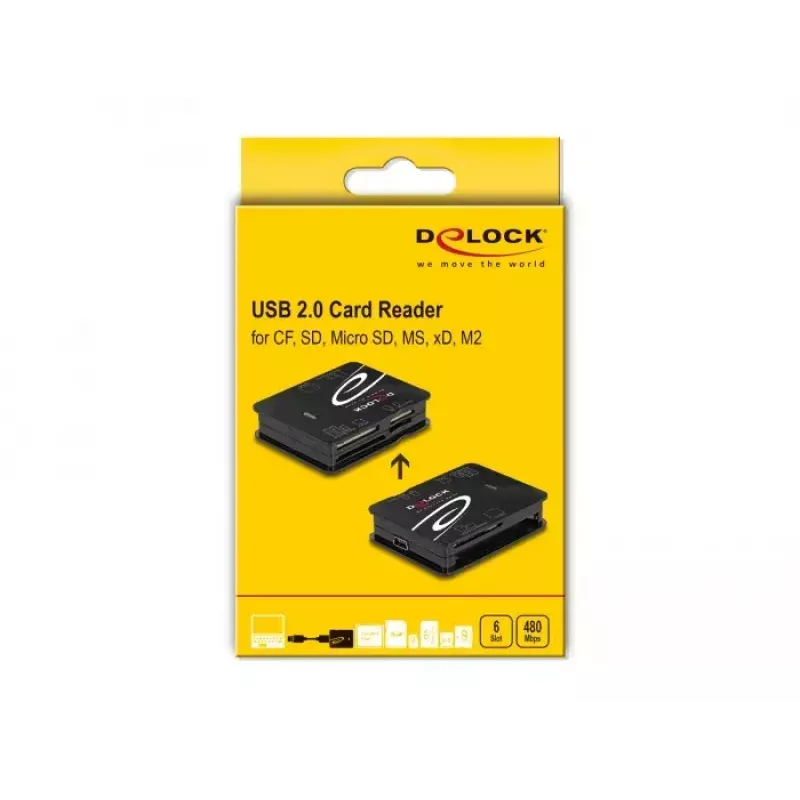 Kaartlezer DeLOCK 91007 USB 2.0 zwart CF MMC MS MicroSD xD