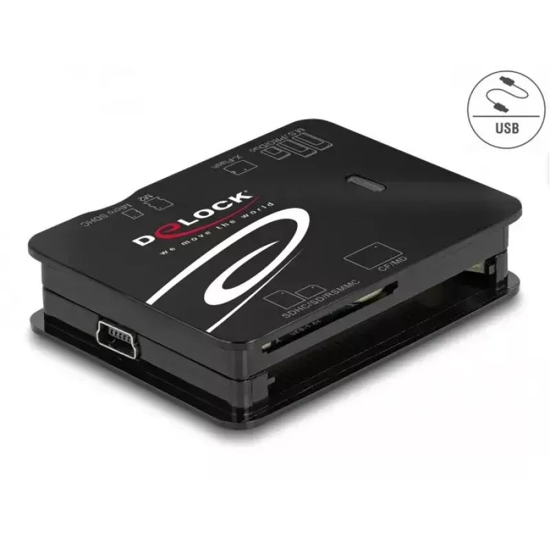 Kaartlezer DeLOCK 91007 USB 2.0 zwart CF MMC MS MicroSD xD