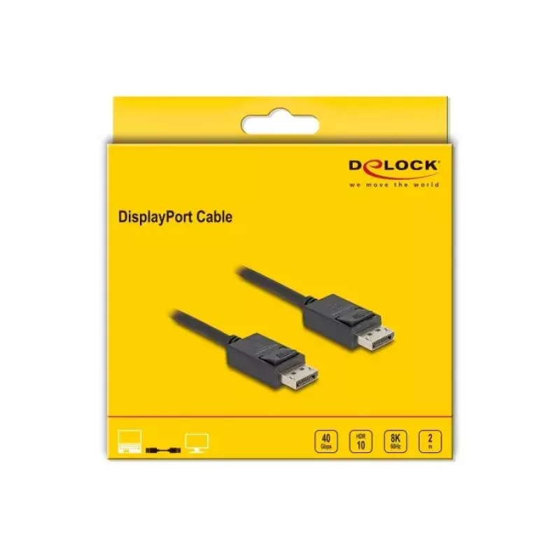 DisplayPort-kabel DeLOCK 80493 8K 60 Hz 40 Gbit/s 2 m