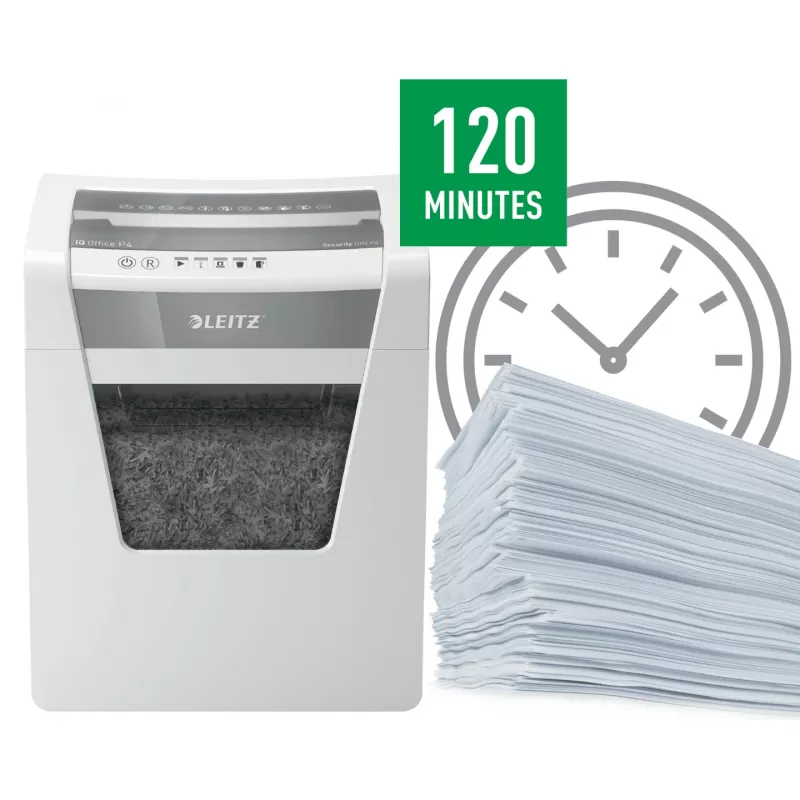 Leitz IQ Office papierversnipperaar P4, kruissnit, 22,3 cm, 4 x 40 mm, 23 l, 225 vel, 55 dB