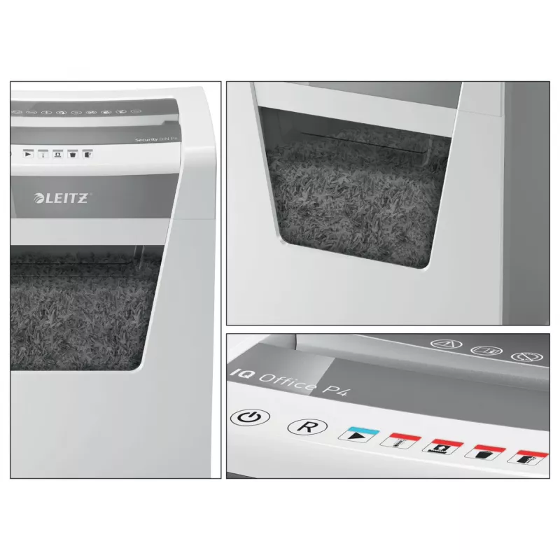 Leitz IQ Office papierversnipperaar P4, kruissnit, 22,3 cm, 4 x 40 mm, 23 l, 225 vel, 55 dB