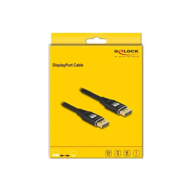 DeLOCK DisplayPort-kabel 8K 60 Hz 5 m zwart metaal