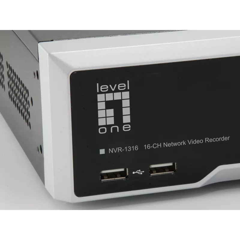 LevelOne GEMINI 16-kanaals netwerk-videorecorder, H.265, 16 kanalen, 3840 x 2160 pixels, 128 gebruikers, H.264, H.264+, H.265, MPEG4, embedded LINUX, 256 Mbit/s