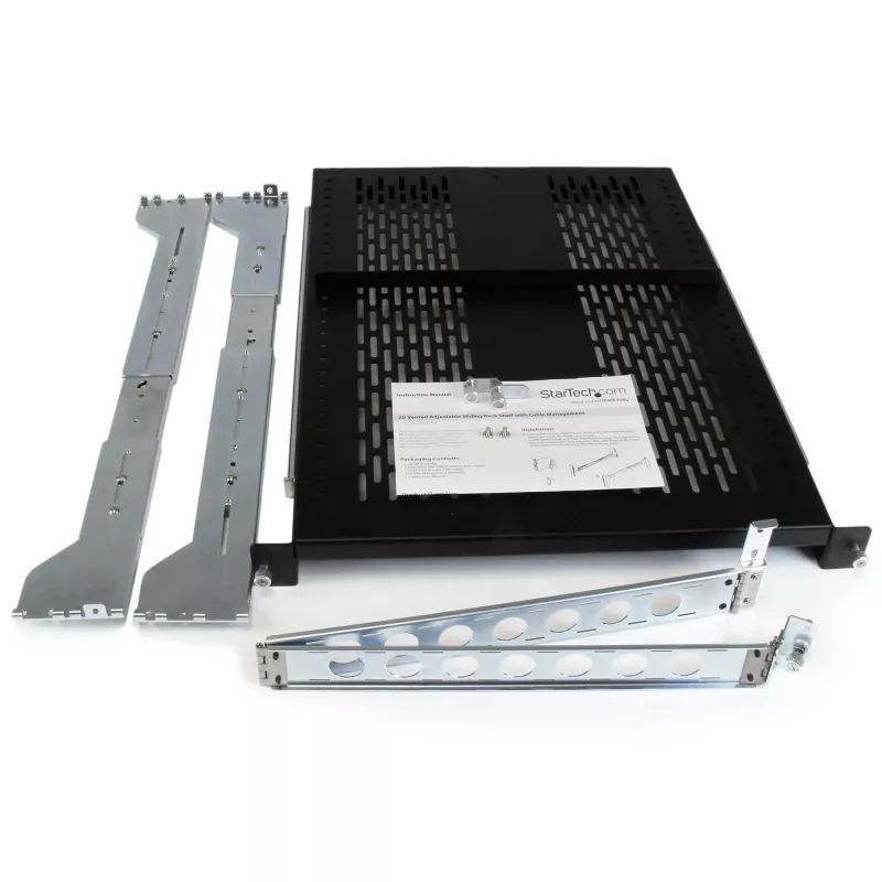 StarTech.com 2U geventileerde uitschuifbare server-rack-plank met kabelmanagementarm - 27,7 tot 31,6 inch verstelbare inbouwdiepte - 50 lb - 19
