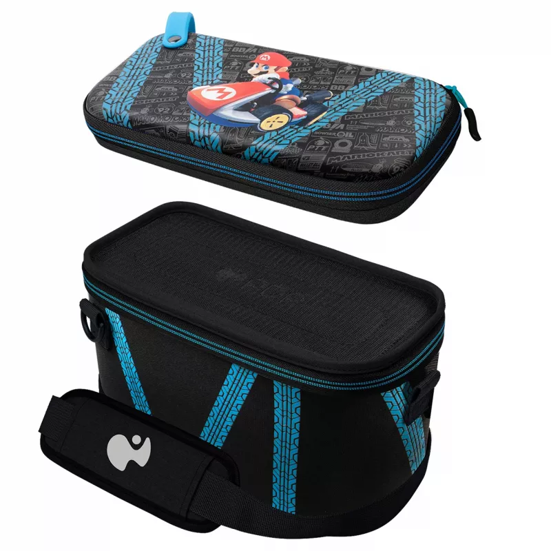 Hardshell-tas PDP Nintendo Switch Kart Drift Overnight Case GLOW zwart blauw