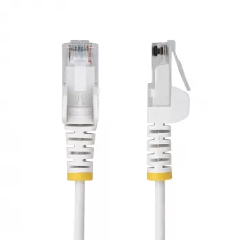 StarTech.com 1,5 m wit slank CAT6-ethernetkabel, rastnasbescherming, 100 W PoE, UTP, LSZH, 28AWG puur blank koperkabel, slank RJ45-netwerk-patchkabel met trekontlasting, individueel getest