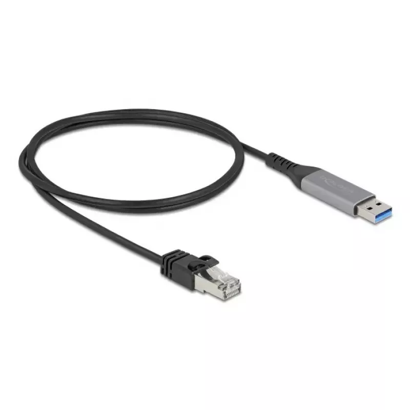 Netwerk-adapterkabel DELOCK USB Type-A naar RJ45 Gigabit Ethernet Cat6 1 m, antraciet/zwart