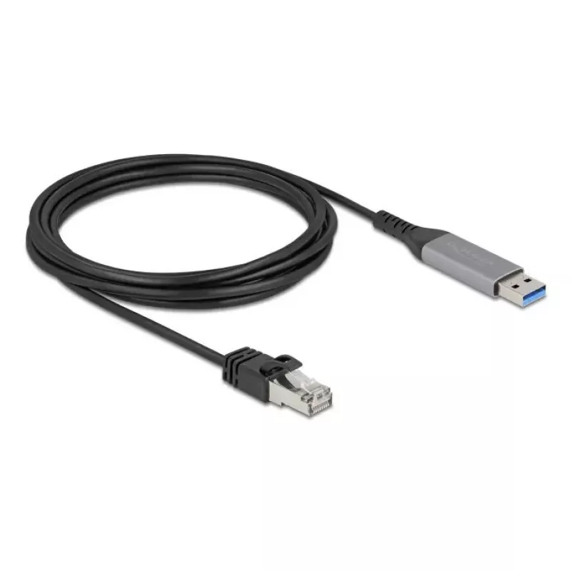 Netwerkkabel DELOCK USB Type-A naar RJ45 Gigabit Ethernet Cat6, 3 m, antraciet/zwart