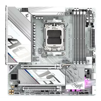 GIGABYTE moederbord X870M AORUS ELITE WIFI7 ICE — Micro ATX, AMD X870, socket AM5, DDR5 tot 8200MHz (O.C), 14+2+2 VRM, PCIe 5.0, Wi‑Fi 7, 2,5 GbE, USB4