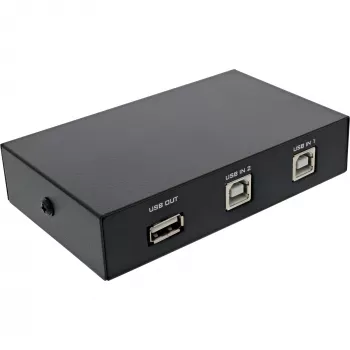 InLine USB 2.0 switch handmatig, USB-A apparaat op 2 computers, 75 mm, 115 mm, 25 mm, 128 g, 75 x 115 x 25 mm, 90 mm