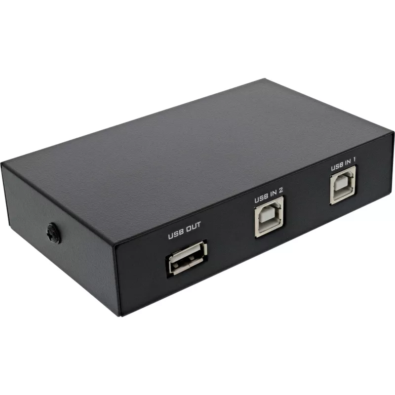 InLine USB 2.0 switch handmatig, USB-A apparaat op 2 computers, 75 mm, 115 mm, 25 mm, 128 g, 75 x 115 x 25 mm, 90 mm