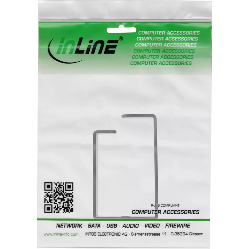 Kabelhouder InLine 43x70mm metaal zwart — universele kabelhouder, 12,3×70×55 mm
