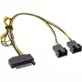 InLine SATA-Y-stroomkabel SATA-bus / 2x ventilator 2-pins stekker 0,30 m