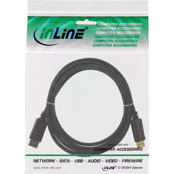 DisplayPort-kabel InLine 15355, 0,5 m, DisplayPort–DisplayPort, zwart, 6 mm