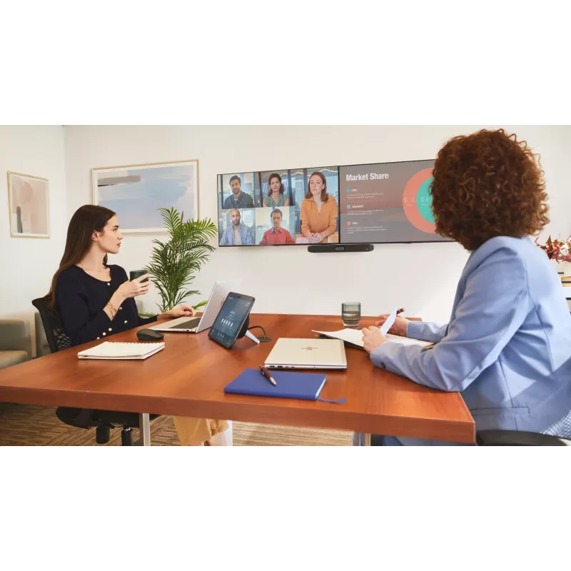 Videobar HP Poly Studio X32 all-in-one, 4K Ultra HD, 20 MP, 5 personen, Wi-Fi, Ethernet, Bluetooth (geen voeding, TAA)
