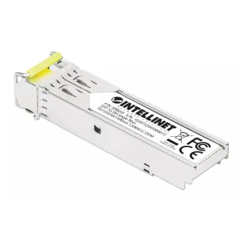 Intellinet Gigabit Fiber WDM bidirectionele SFP optische transceivermodule 1000Base-BX-D (LC) single-mode-poort, 120 km, BiDi WDM (RX1490/TX1550), MSA-conform voor maximale compatibiliteit, zilver