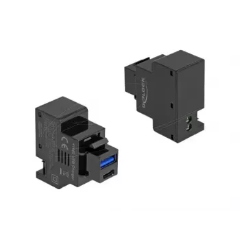 DELOCK Keystone-module 41482 met USB-C- en USB-A-aansluitingen, plat, zwart