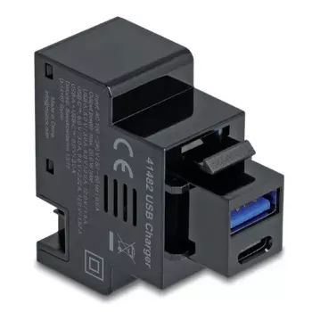 DELOCK Keystone-module 41482 met USB-C- en USB-A-aansluitingen, plat, zwart