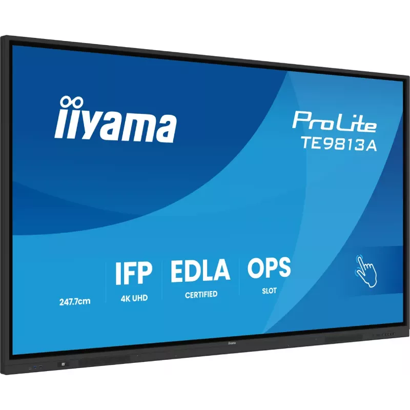 Interactief flatpanel IIYAMA TE9813A-B2AG 97,5 inch (2,48 m) 4K Ultra HD 500 cd/m² Wi‑Fi Android 24/7 zwart