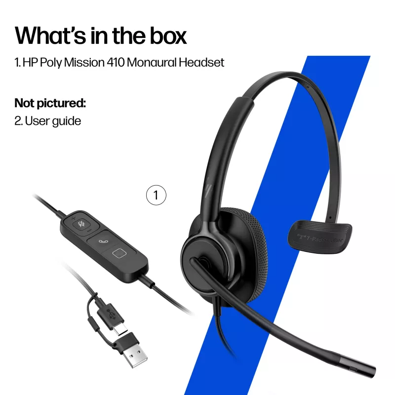 Bedrade stereo-headset HP Poly Mission 425 Classic USB, over-ear, 126 g