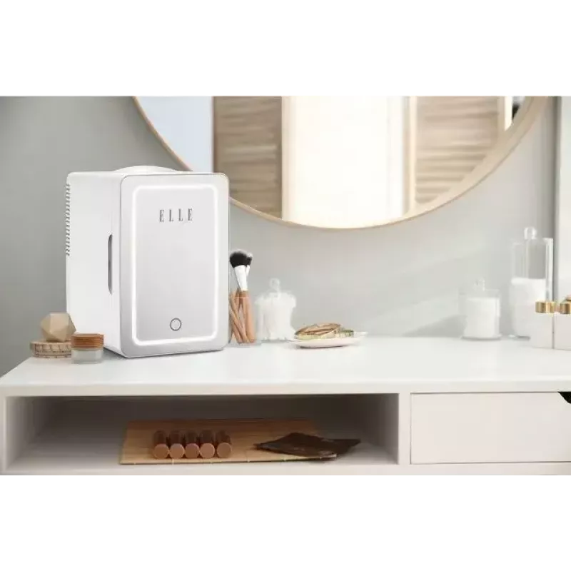 Minikoelkast met LED-make-upspiegel Elle ESDAF01WHEU 6 L wit