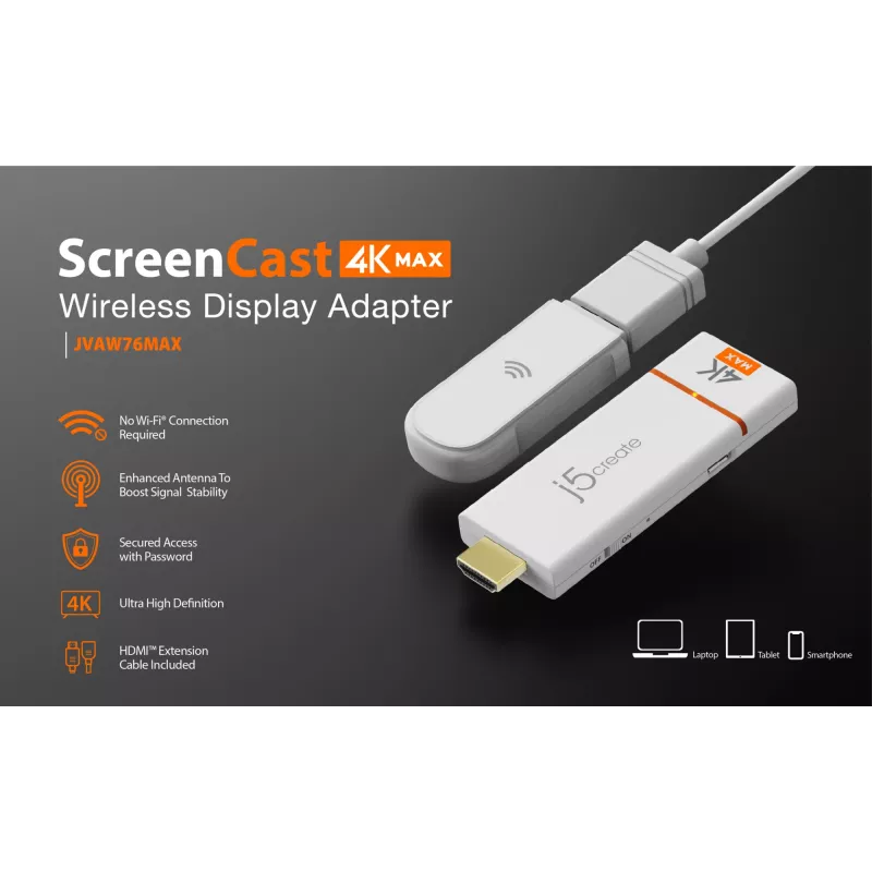 Wireless Display-adapter j5create ScreenCast 4K Max 2160p wit
