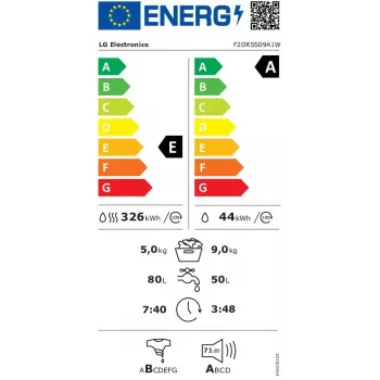 Was-droogcombinatie LG F2DR5S09A1W 5 kg