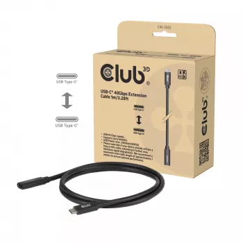 USB-C 40Gbps verlengkabel 1 m — club 3d, USB C naar USB C, zwart
