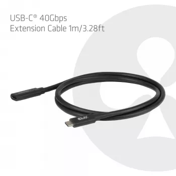 USB-C 40Gbps verlengkabel 1 m — club 3d, USB C naar USB C, zwart