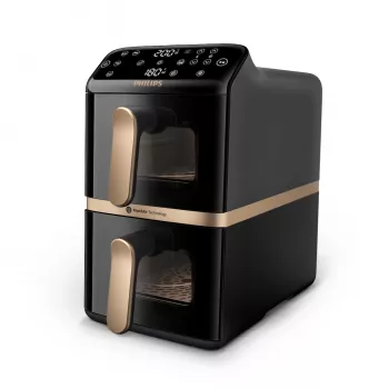 Philips 4000 serie dual stack airfryer verticale mand 10L losstaand 2750 W heteluchtfriteuse zwart